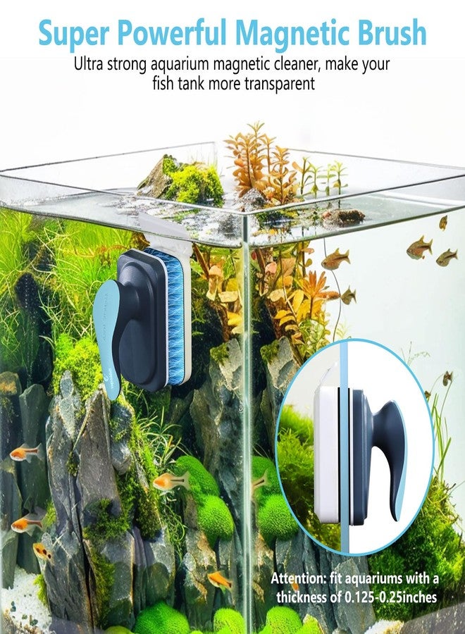 fishkeeper Aquarium Magnetic Glass Cleaner, Fish Tank Algae Magnet Cleaning Tool with Algae Scraper for Glass Aquariums Tank, Floating Scrubber Brush, 2 Detachable Scrapers, Small - Image 2